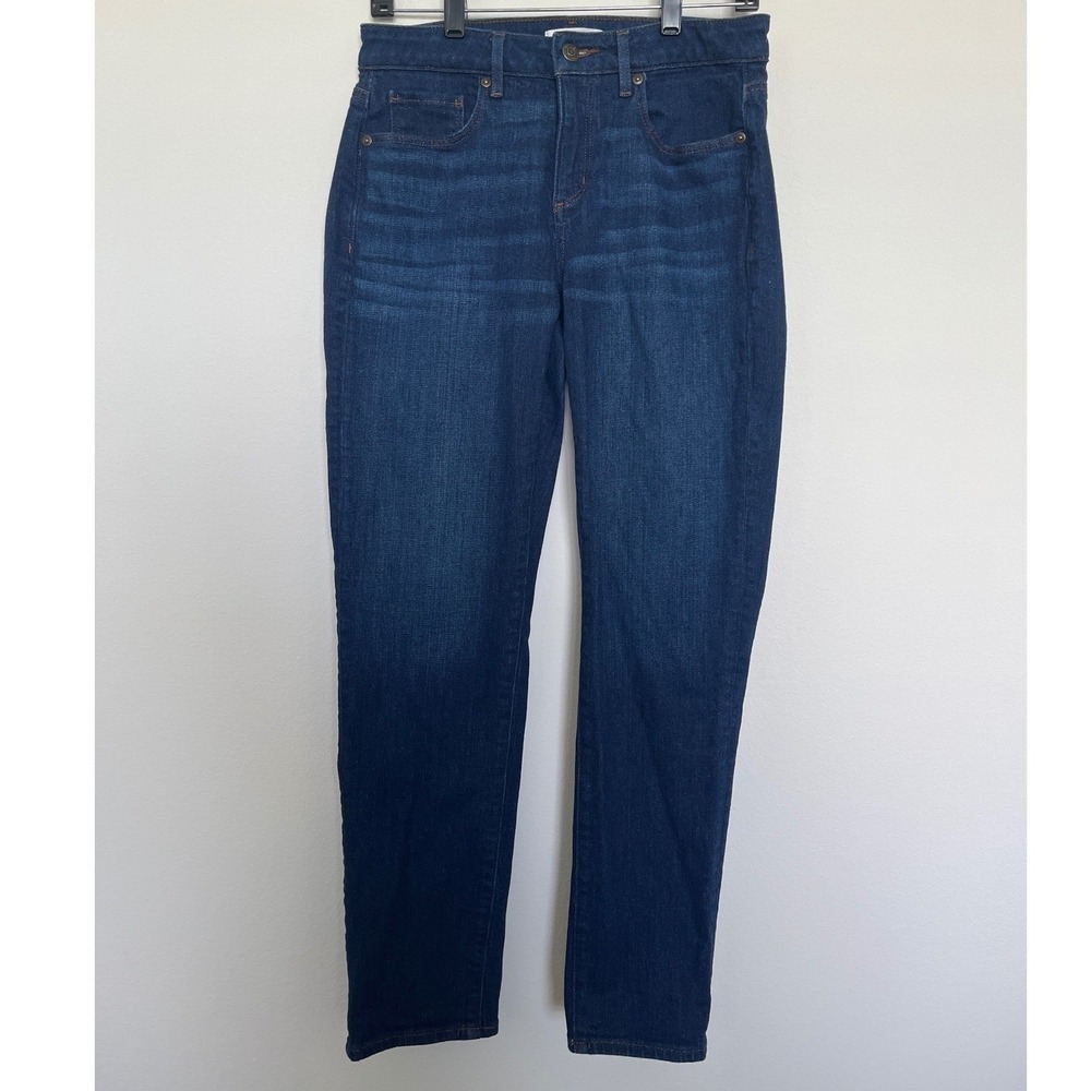 LOFT Curvy Super Soft Girlfriend Jeans Womens 27 4 Dark Wash Stretch Denim